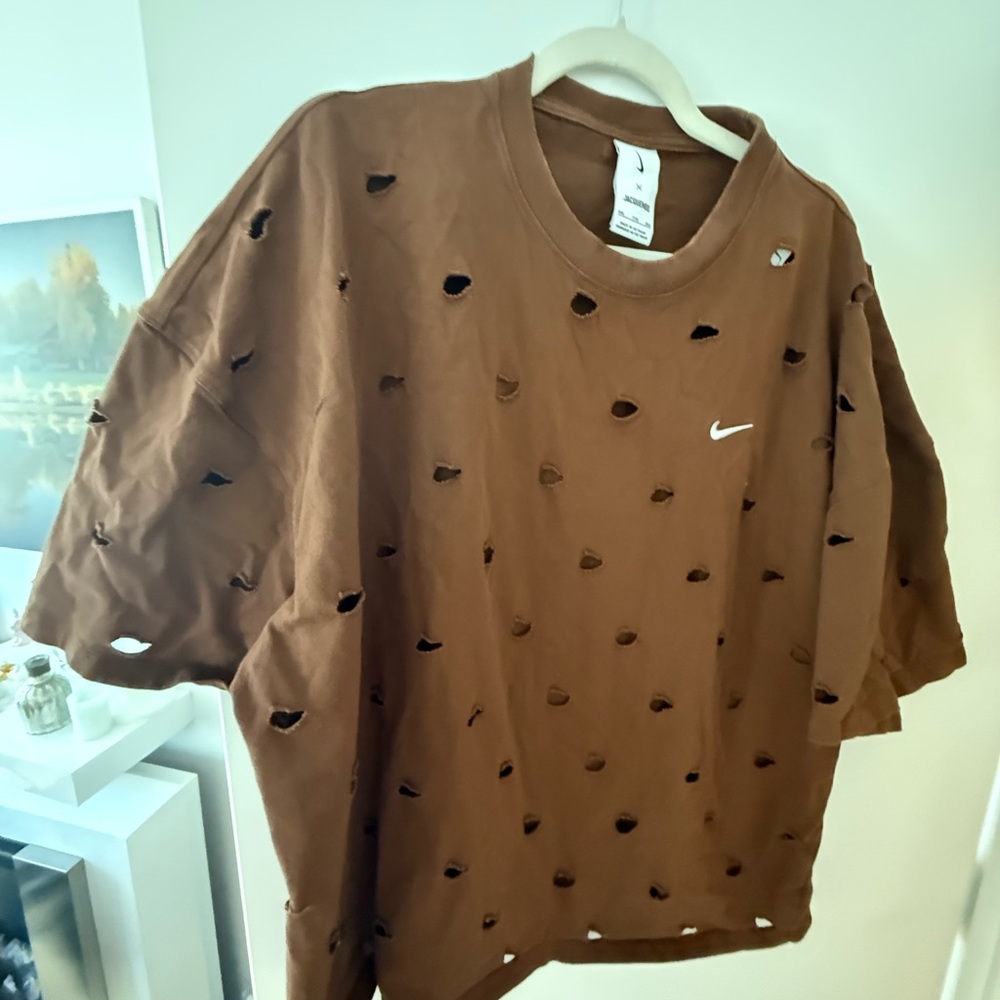 Nike x Jacqemus  Brown Distressed Short Sleeve Tee